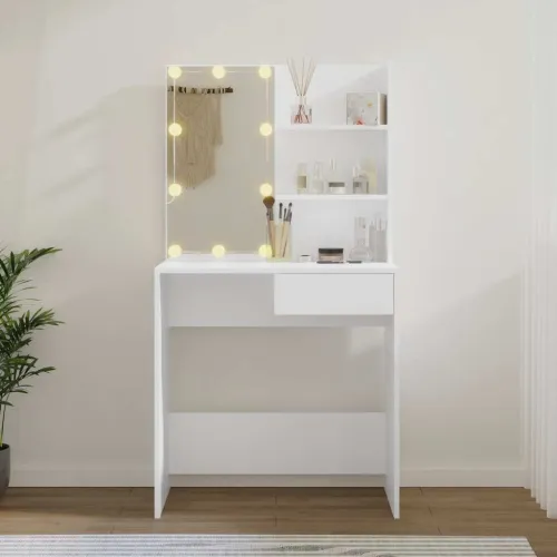 Toaletni stolić s LED svjetlima bijeli 74,5 x 40 x 141 cm - Bijela Cijena