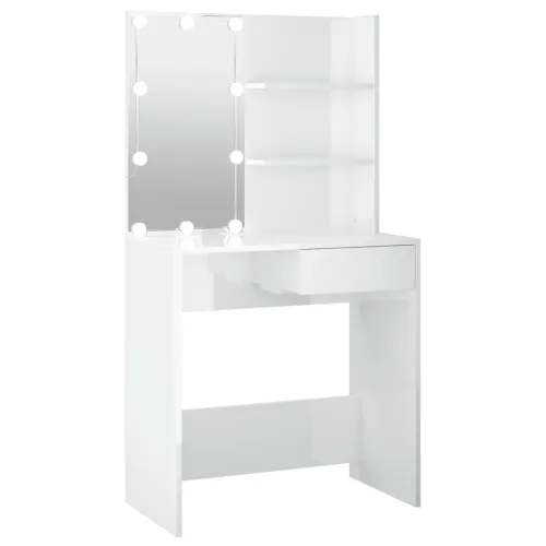 Toaletni stolić s LED svjetlima sjajni bijeli 74,5x40x141 cm - Visoko sjajno bijela 1 Visoko sjajno bijela Cijena