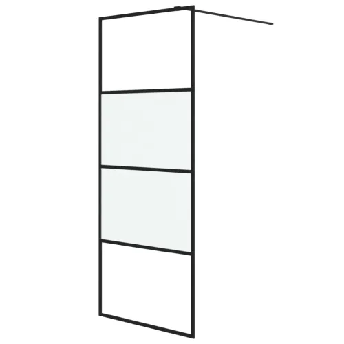 Pregrada za tuš crna 80 x 195 cm s napola mutnim staklom ESG - Crna 80 x 195 cm napola matirano Cijena
