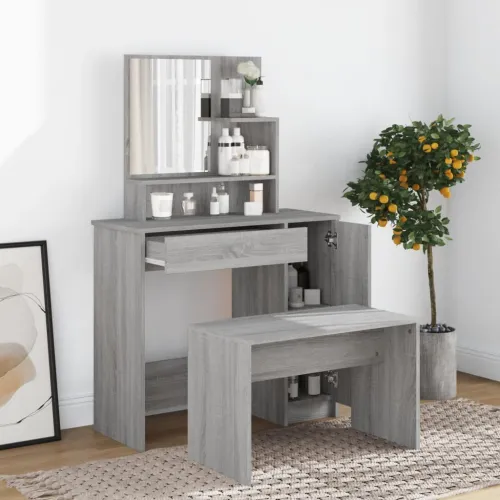 Set toaletnog stolića boja hrasta sonome 86,5x35x136 cm - Sivi hrast sonoma 1 Sivi hrast sonoma Cijena