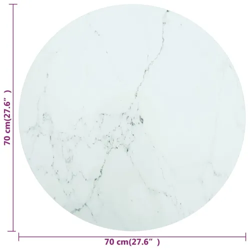 Stolna ploča bijela Ø 70 x 0,8 cm staklena s mramornim uzorkom - Bijela Ø 70 cm Cijena