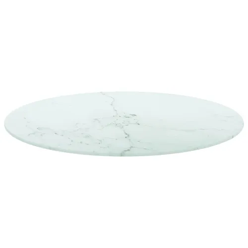 Stolna ploča bijela Ø 70 x 0,8 cm staklena s mramornim uzorkom - Bijela Ø 70 cm Cijena