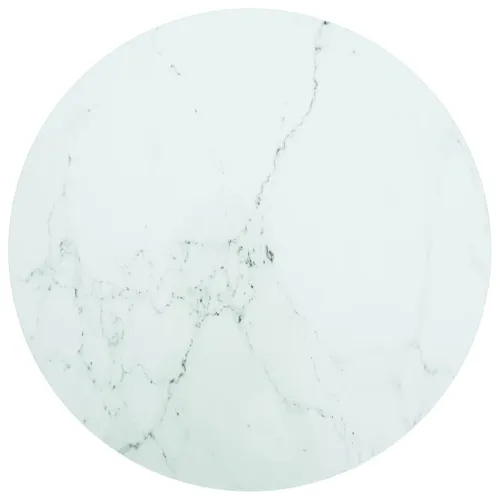 Stolna ploča bijela Ø 70 x 0,8 cm staklena s mramornim uzorkom - Bijela Ø 70 cm Cijena