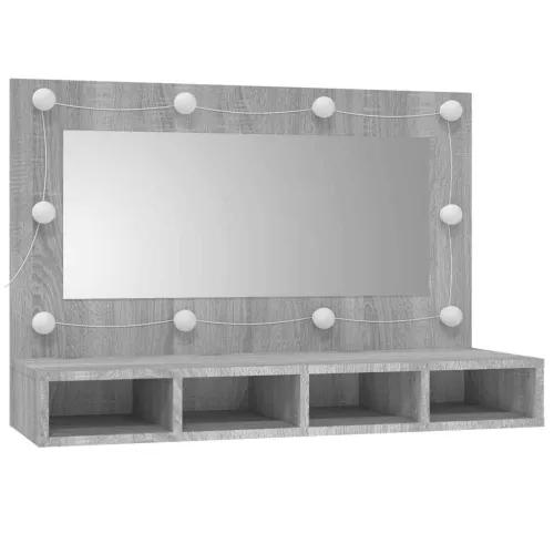 Ormarić s ogledalom LED boja hrasta sonome 90x31,5x62 cm - Sivi hrast sonoma Cijena