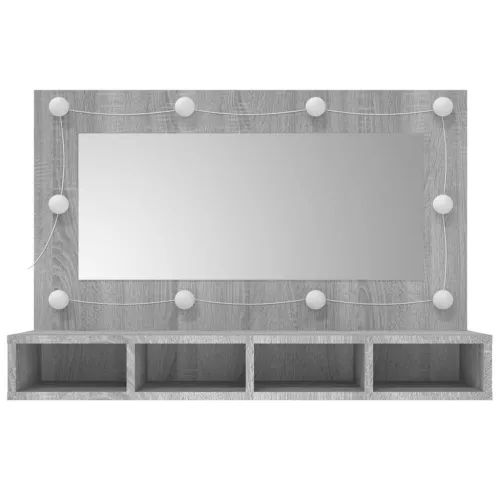 Ormarić s ogledalom LED boja hrasta sonome 90x31,5x62 cm - Sivi hrast sonoma Cijena