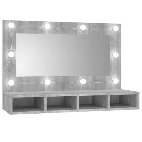 Ormarić s ogledalom LED boja hrasta sonome 90x31,5x62 cm - Sivi hrast sonoma Cijena