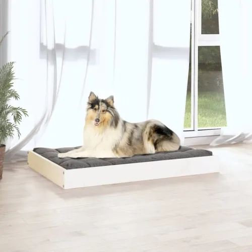 Krevet za pse bijeli 91,5 x 64 x 9 cm od masivne borovine - Bijela 91.5 x 64 x 9 cm Cijena