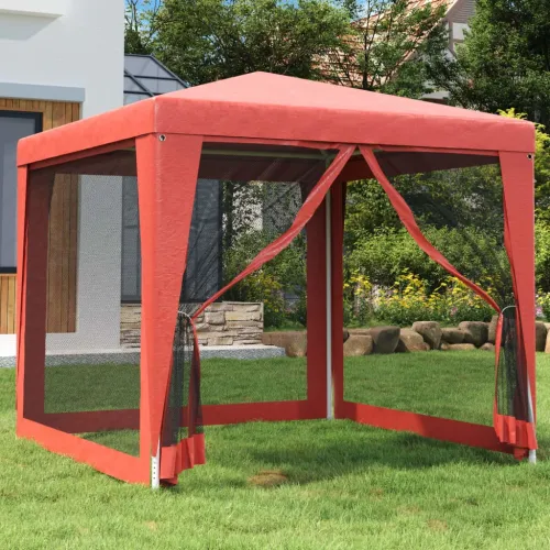 Šator za svadbe - šator za zabave s 4 mrežasta bočna zida crveni 2,5 x 2,5 m HDPE - Crvena 2.5 x 2.5 m s 4 bočna zida Cijena