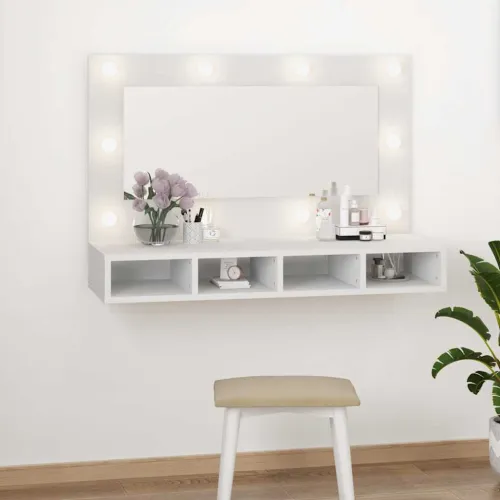 Ormarić s ogledalom i LED svjetlima bijeli 90 x 31,5 x 62 cm - Bijela 1 Cijena