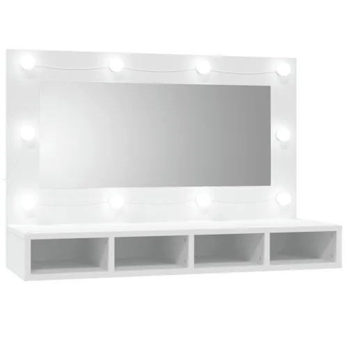 Ormarić s ogledalom i LED svjetlima bijeli 90 x 31,5 x 62 cm - Bijela 1 Cijena