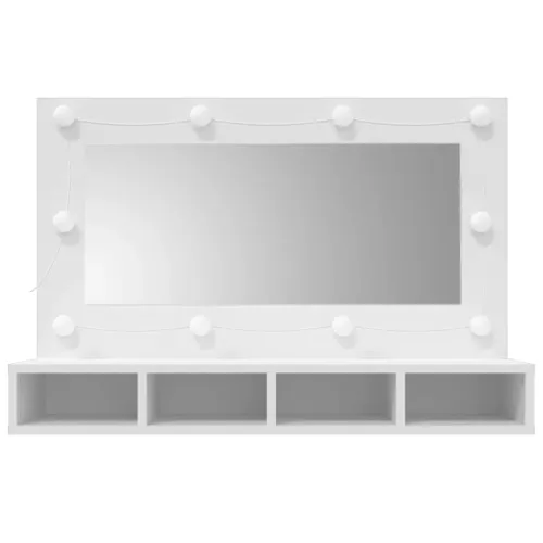 Ormarić s ogledalom i LED svjetlima bijeli 90 x 31,5 x 62 cm - Bijela Cijena