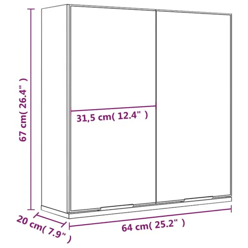 Kupaonski ormarić s ogledalom dimljeni hrast 64 x 20 x 67 cm - Dimljeni hrast 1 Cijena