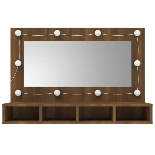 Ormarić s ogledalom LED boja smeđeg hrasta 90x31,5x62 cm - Smeđi hrast Cijena