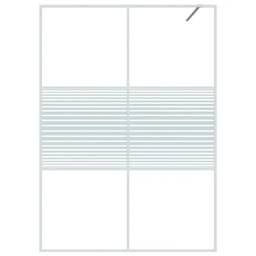 Pregrada za tuš bijela 140 x 195 cm s prozirnim staklom ESG - Bijela 140 x 195 cm Prugasta Bijela Cijena