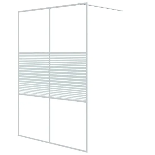 Pregrada za tuš bijela 140 x 195 cm s prozirnim staklom ESG - Bijela 140 x 195 cm Prugasta Bijela Cijena