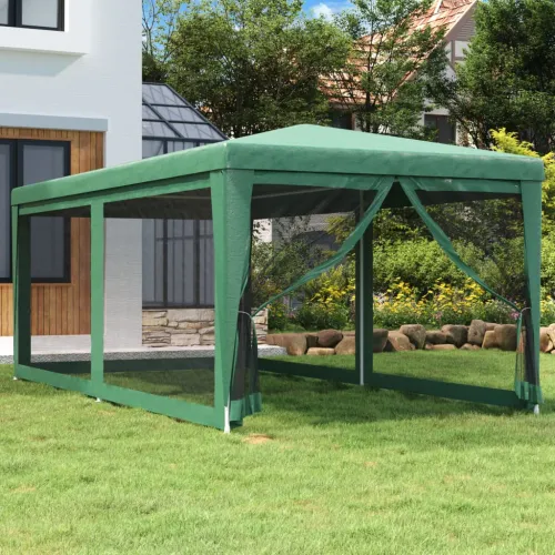 Šator za svadbe - šator za zabave sa 6 mrežastih bočnih zidova zeleni 3x6 m HDPE - Zelena 3 x 6 m sa 6 bočnih stranica Cijena