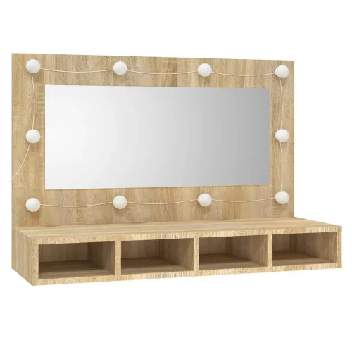 Ormarić s ogledalom LED boja hrasta sonome 90 x 31,5 x 62 cm - Sonoma hrast Cijena