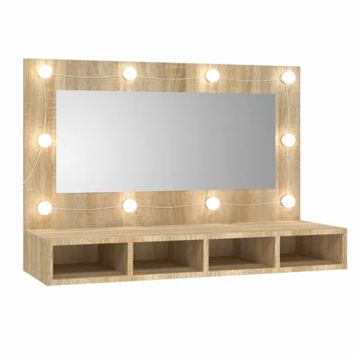 Ormarić s ogledalom LED boja hrasta sonome 90 x 31,5 x 62 cm - Sonoma hrast Cijena