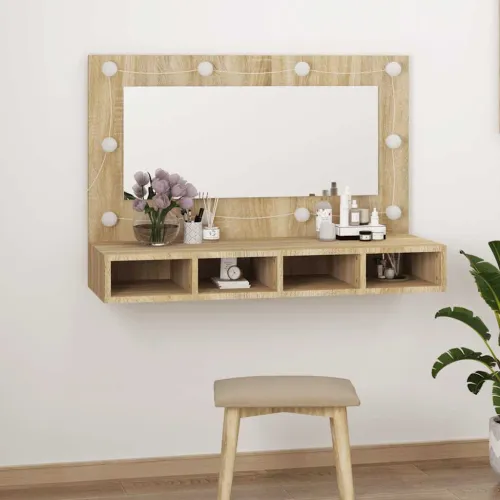 Ormarić s ogledalom LED boja hrasta sonome 90 x 31,5 x 62 cm - Sonoma hrast Cijena