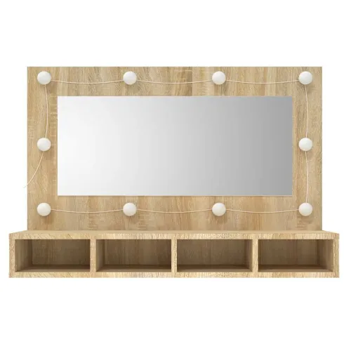 Ormarić s ogledalom LED boja hrasta sonome 90 x 31,5 x 62 cm - Sonoma hrast Cijena
