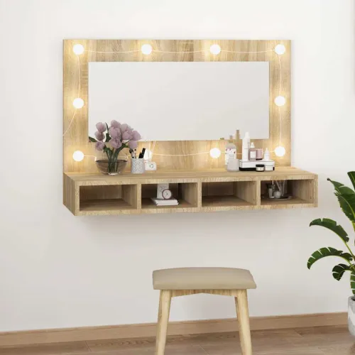 Ormarić s ogledalom LED boja hrasta sonome 90 x 31,5 x 62 cm - Sonoma hrast Cijena