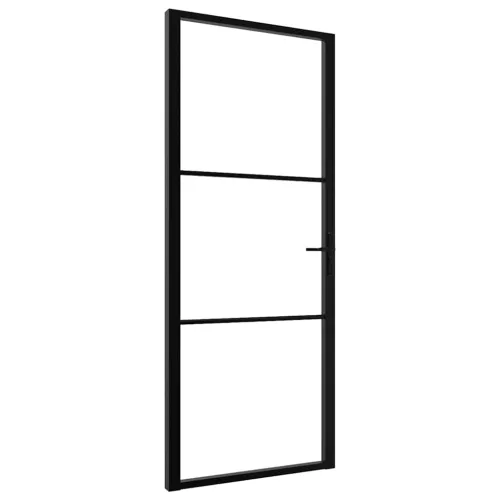 Sobna vrata od stakla ESG i aluminija 83 x 201,5 cm crna - Crna i prozirna 83 x 201.5 cm 1 2 vodoravne šipke Cijena