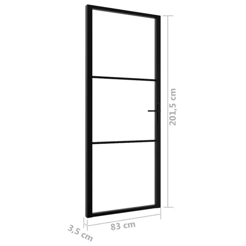 Sobna vrata od stakla ESG i aluminija 83 x 201,5 cm crna - Crna i prozirna 83 x 201,5 cm 2 vodoravne šipke Cijena