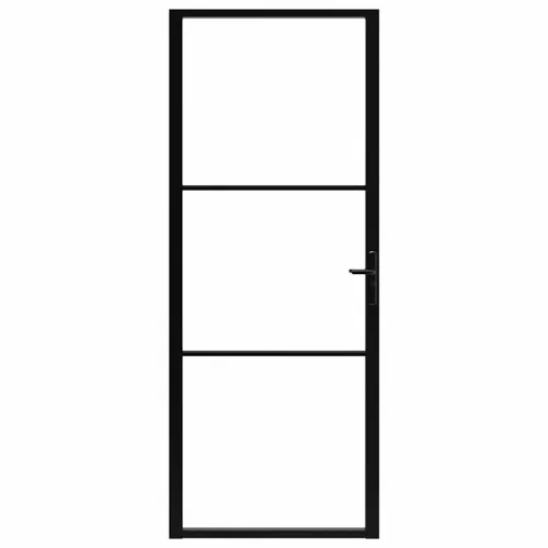 Sobna vrata od stakla ESG i aluminija 83 x 201,5 cm crna - Crna i prozirna 83 x 201,5 cm 2 vodoravne šipke Cijena
