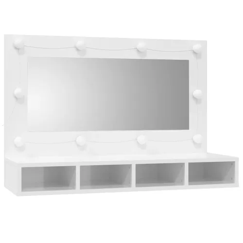 Ormarić s ogledalom LED svjetlima sjajni bijeli 90x31,5x62 cm - Visoko sjajno bijela Cijena