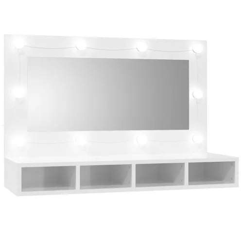 Ormarić s ogledalom LED svjetlima sjajni bijeli 90x31,5x62 cm - Visoko sjajno bijela Cijena