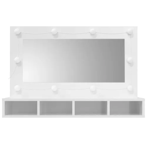 Ormarić s ogledalom LED svjetlima sjajni bijeli 90x31,5x62 cm - Visoko sjajno bijela Cijena