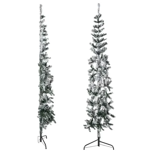Tanka umjetna polovica božićnog drvca sa snijegom 210 cm - Bijela i zelena 210 cm Cijena