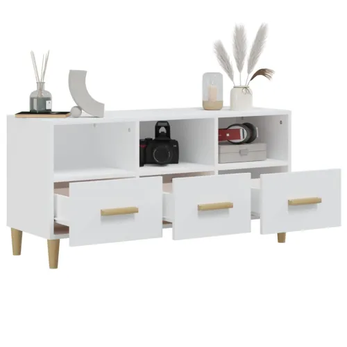 TV ormarić bijeli 102 x 36 x 50 cm od konstruiranog drva - Bijela 1 Cijena