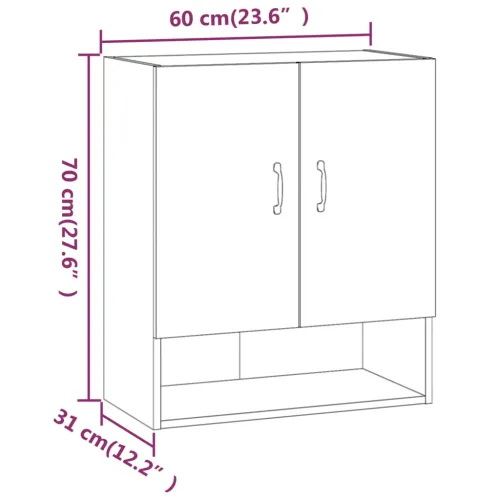 Zidni ormarić bijeli 60 x 31 x 70 cm od konstruiranog drva - Bijela 1 1 Cijena