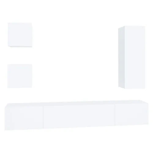 5-dijelni set TV ormarića bijeli od konstruiranog drva - Bijela 1 90 cm Cijena