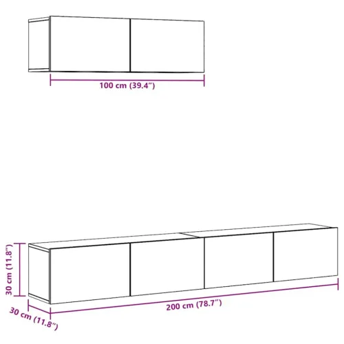 3-dijelni set TV ormarića bijeli od konstruiranog drva - Bijela 3 100 cm Bijela Cijena
