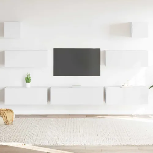 7-dijelni set TV ormarića bijeli od konstruiranog drva - Bijela 7 Cijena