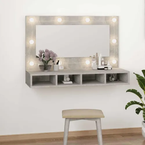 Kupaonski ormarić s LED ogledalom boja betona 90 x 31,5 x 62 cm - Beton siva Cijena