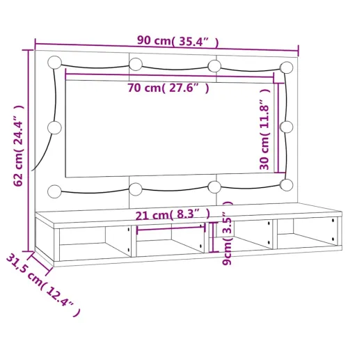 Kupaonski ormarić s LED ogledalom boja betona 90 x 31,5 x 62 cm - Beton siva Cijena
