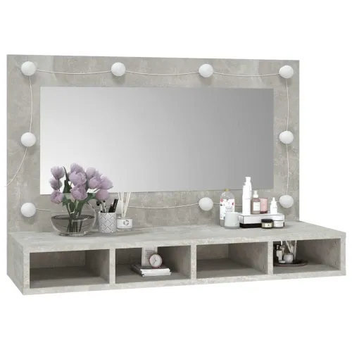 Kupaonski ormarić s LED ogledalom boja betona 90 x 31,5 x 62 cm - Beton siva Cijena