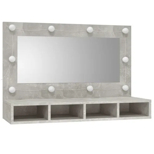 Kupaonski ormarić s LED ogledalom boja betona 90 x 31,5 x 62 cm - Beton siva Cijena