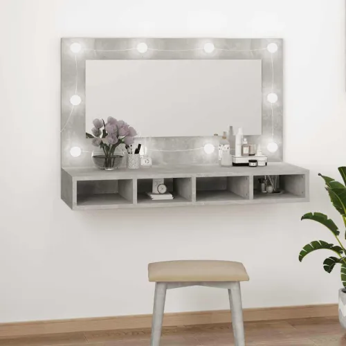 Kupaonski ormarić s LED ogledalom boja betona 90 x 31,5 x 62 cm - Beton siva Cijena