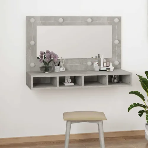 Kupaonski ormarić s LED ogledalom boja betona 90 x 31,5 x 62 cm - Beton siva Cijena