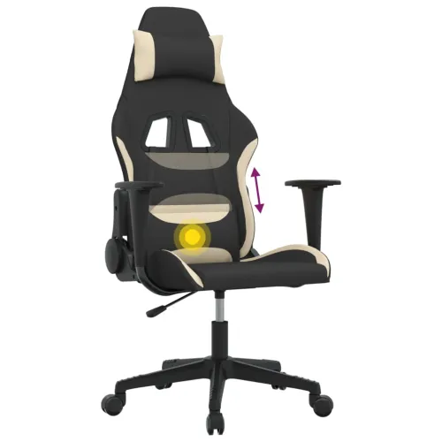 Masažna Gaming stolica od tkanine crna i krem - Krema Bez naslona za noge Cijena
