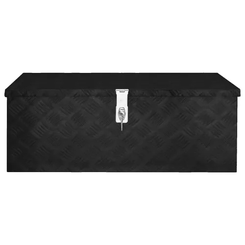 Kutija za pohranu crna 80 x 39 x 30 cm aluminijska - Crna 80 x 39 x 30 cm Cijena