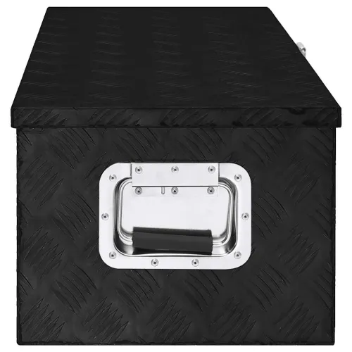 Kutija za pohranu crna 80 x 39 x 30 cm aluminijska - Crna 80 x 39 x 30 cm Cijena