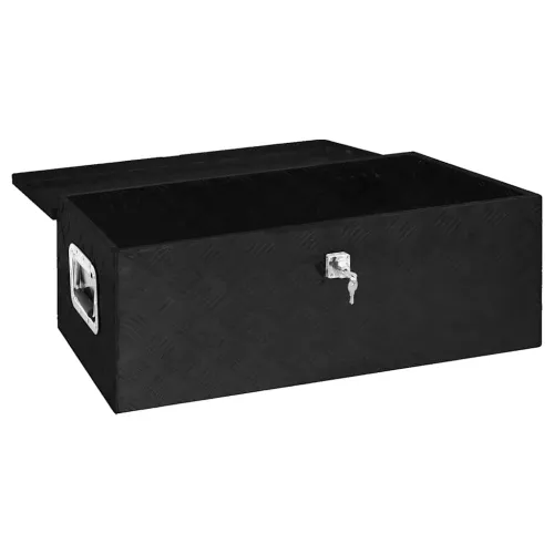 Kutija za pohranu crna 80 x 39 x 30 cm aluminijska - Crna 80 x 39 x 30 cm Cijena