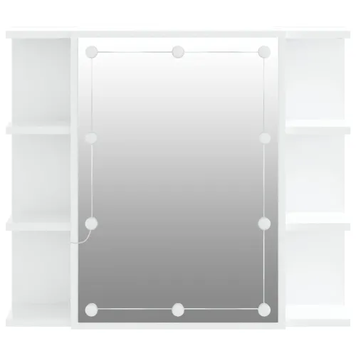Ormarić s ogledalom i LED svjetlima bijeli 70 x 16,5 x 60 cm - Bijela Cijena