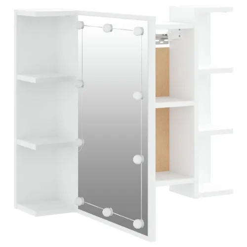 Ormarić s ogledalom i LED svjetlima bijeli 70 x 16,5 x 60 cm - Bijela Cijena