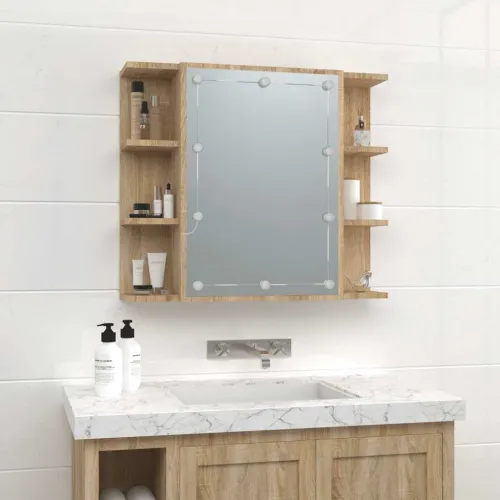 Ormarić s ogledalom LED boja hrasta sonome 70 x 16,5 x 60 cm - Sonoma hrast Cijena